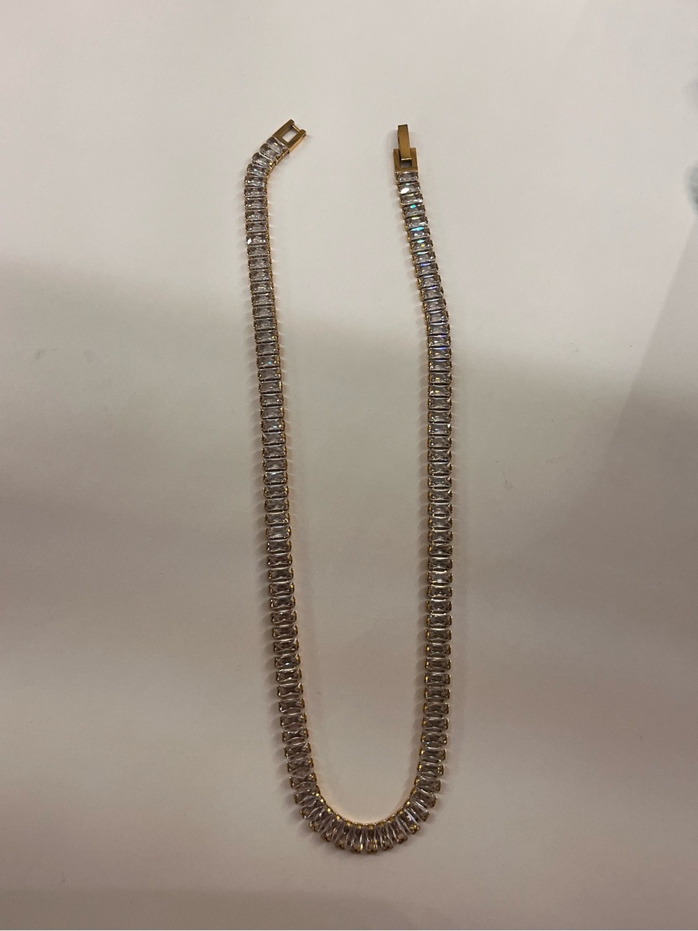 Gold Tennis Necklace with Clear Stones - Women's Jewelry